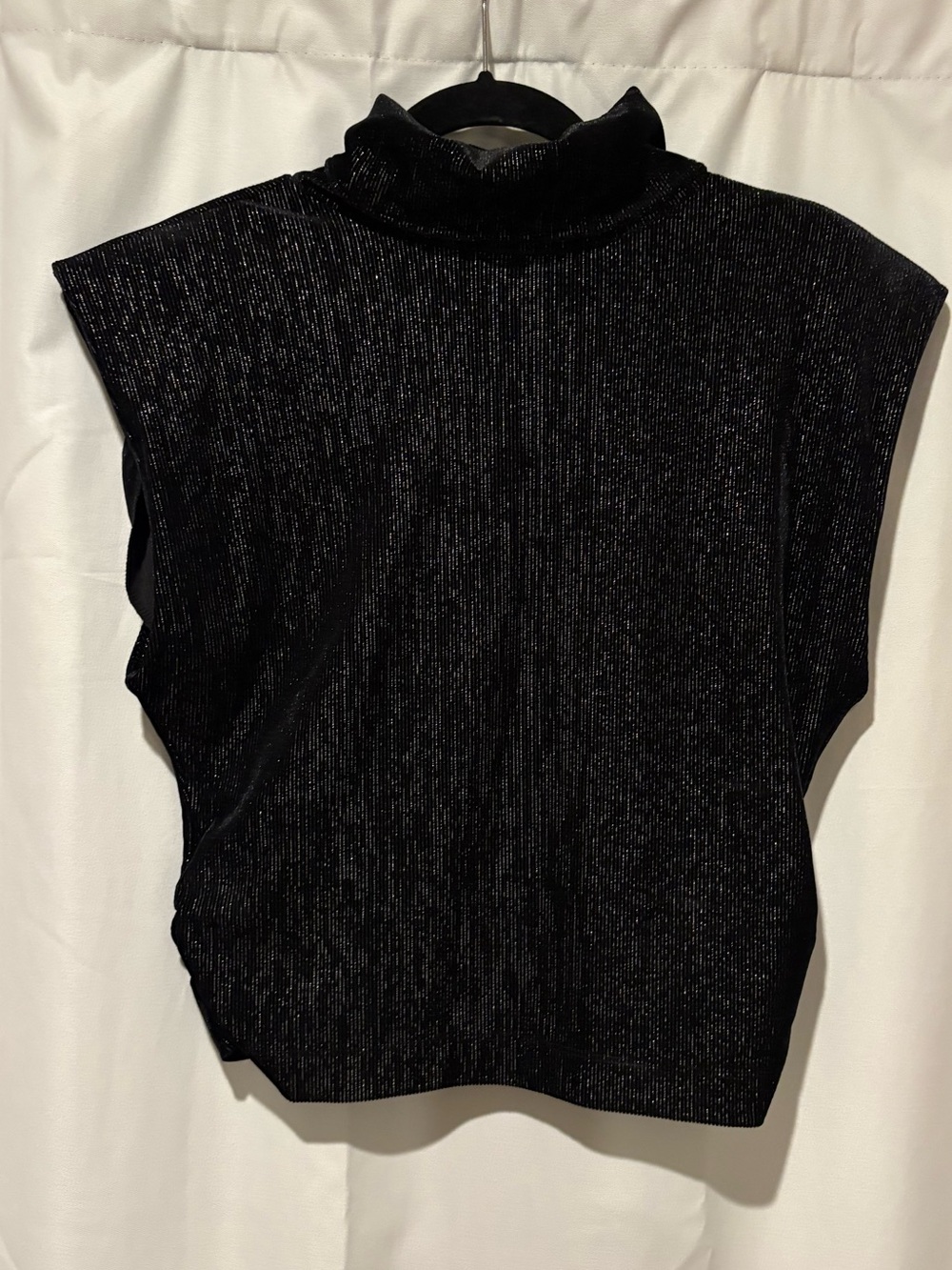 Maeve Black Metallic Mock Neck Tank